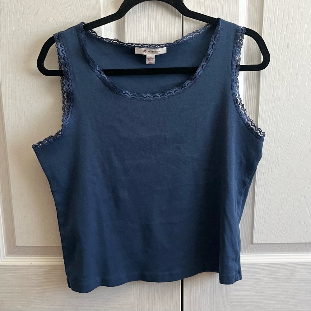 5 for $25! JM Collection Blue Lace Tank XL